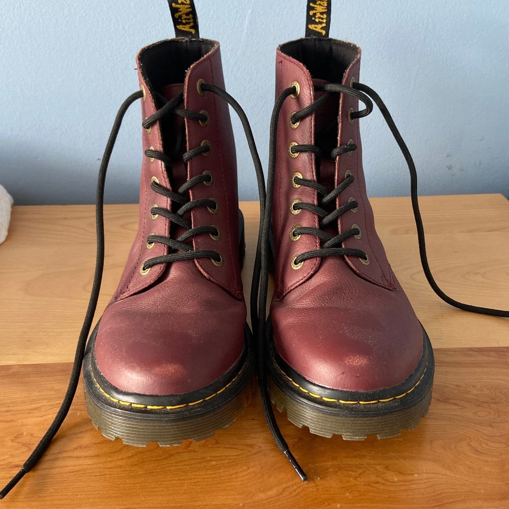 Dr. Martens Burgundy Leather Combat Boots
